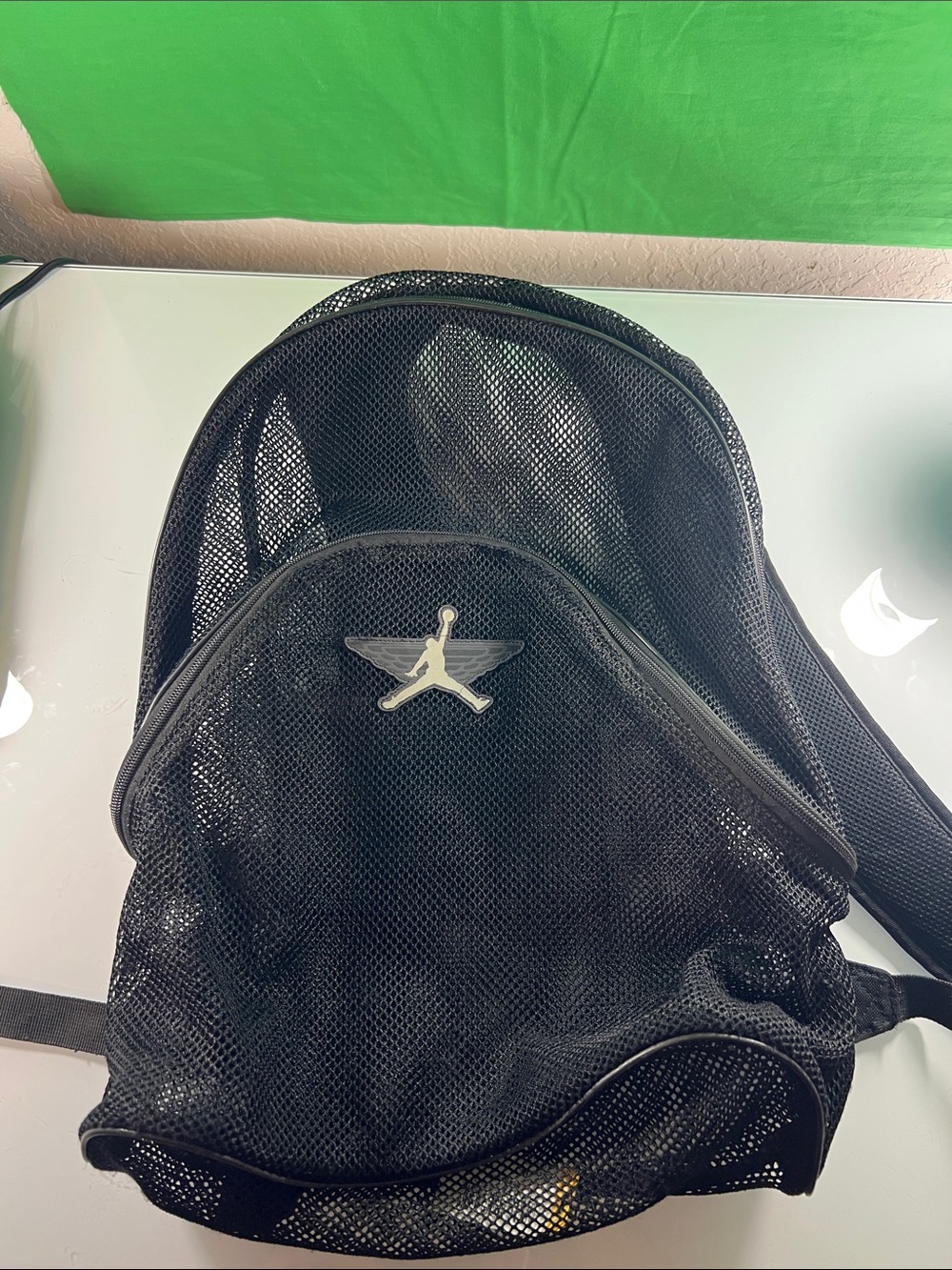 Nike Black Mesh Backpack with Silver Jumpman Logo